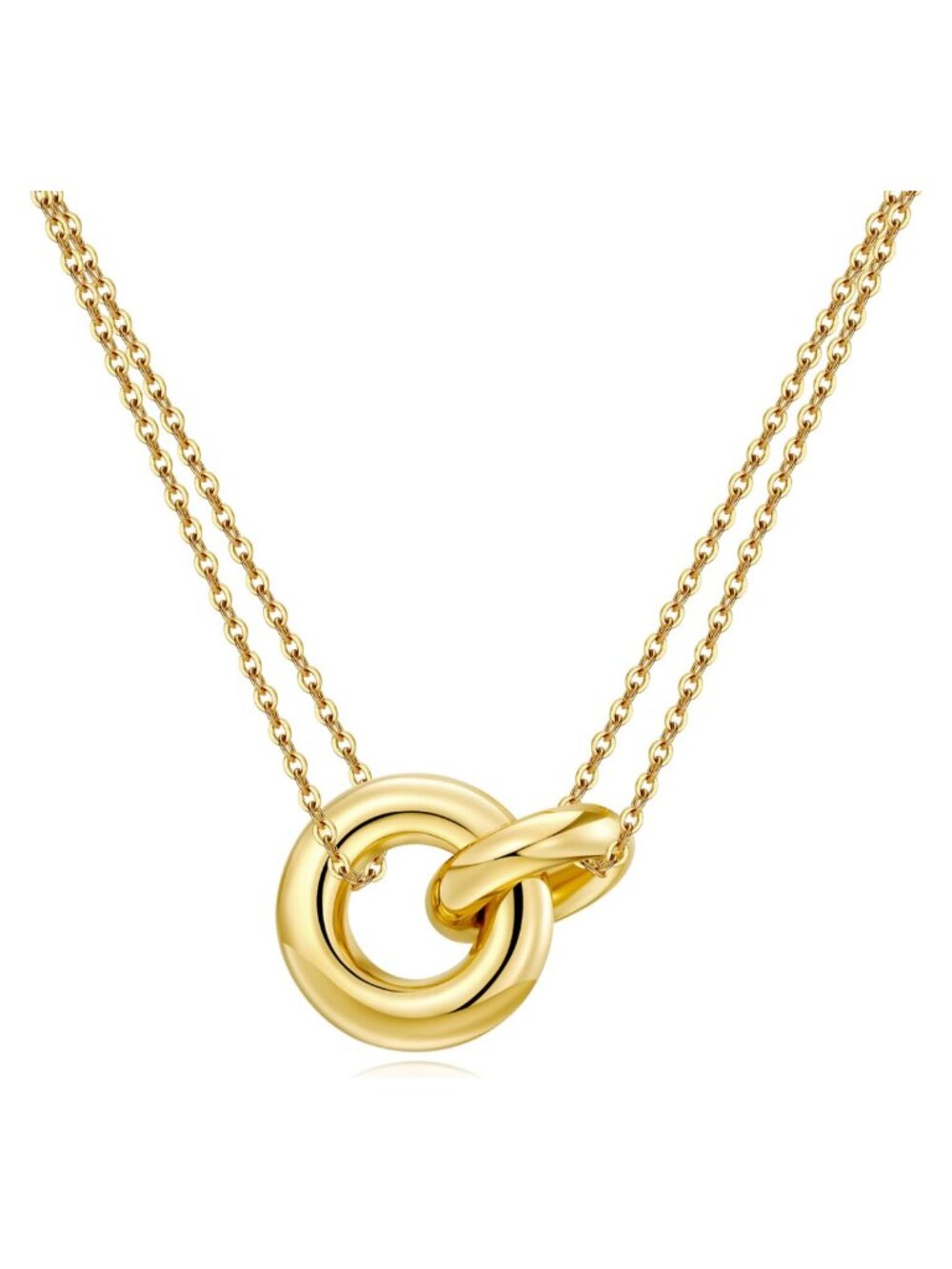 Dainty Gold Plated S925 Sterling Silver Interlocking Circle Necklace